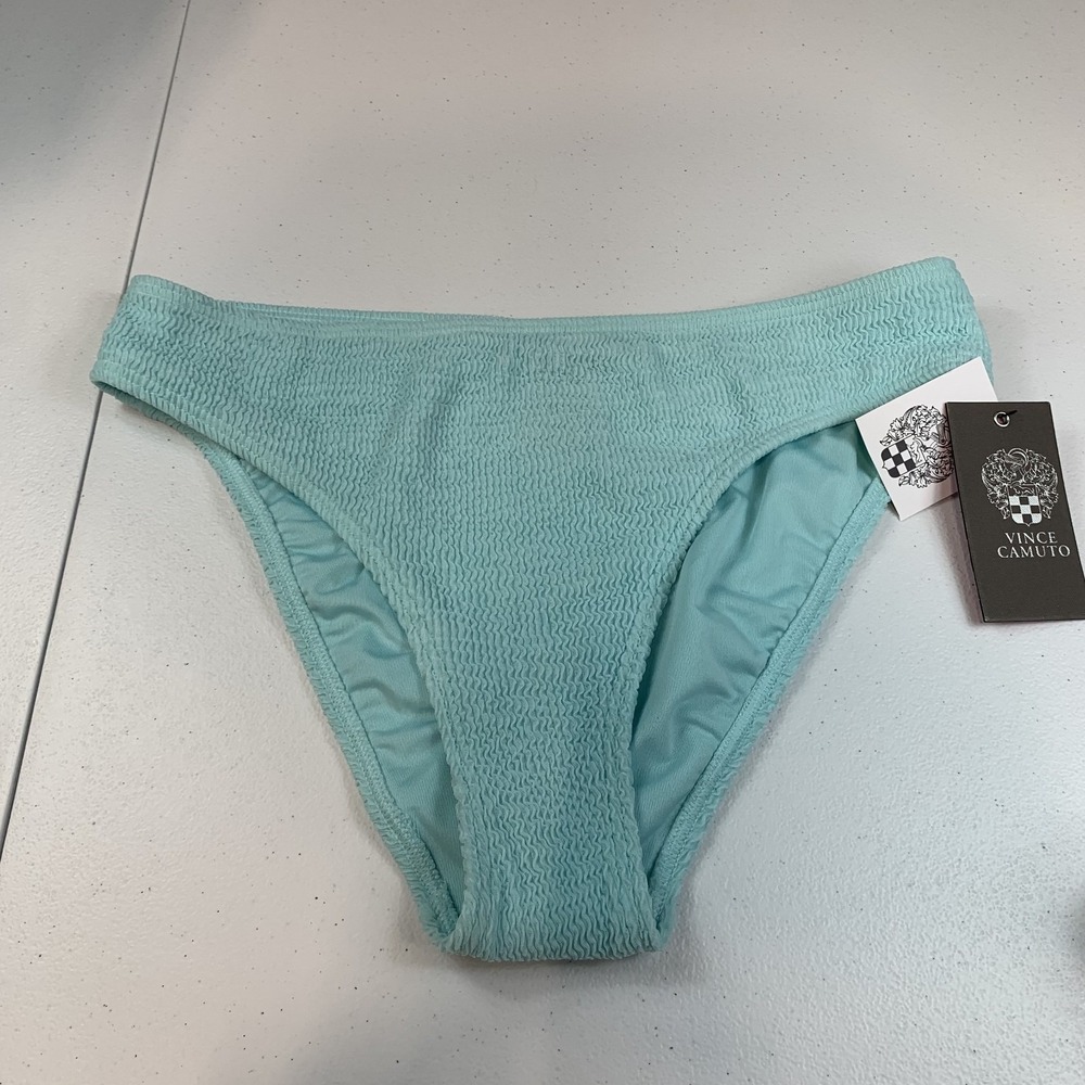 Vince Camuto Women's Bikini Swim Bottoms M Blue Textured Oasis Blue Beach Pool